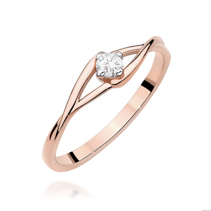 Pierścionek W0669 Diament różowe złoto