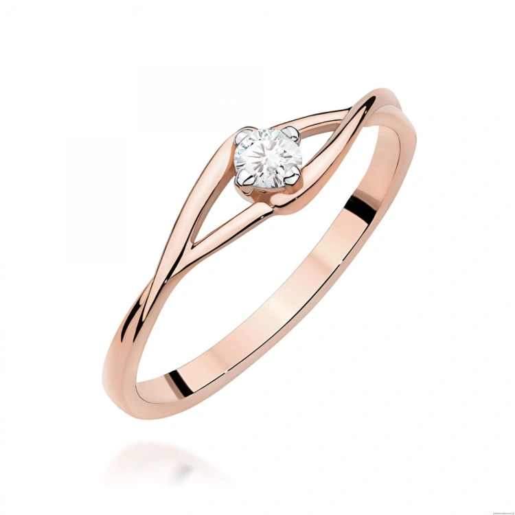 Pierścionek W0669 Diament różowe złoto