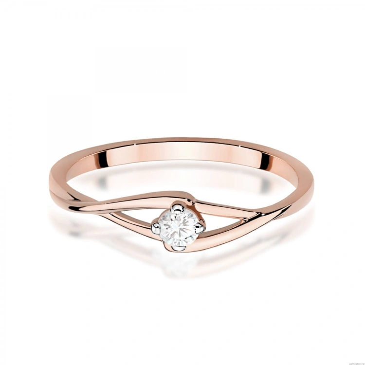 Pierścionek W0669 Diament różowe złoto