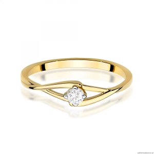 Pierścionek W0669 Diament żółte złoto