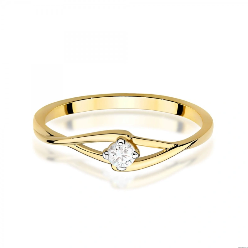 Pierścionek W0669 Diament żółte złoto