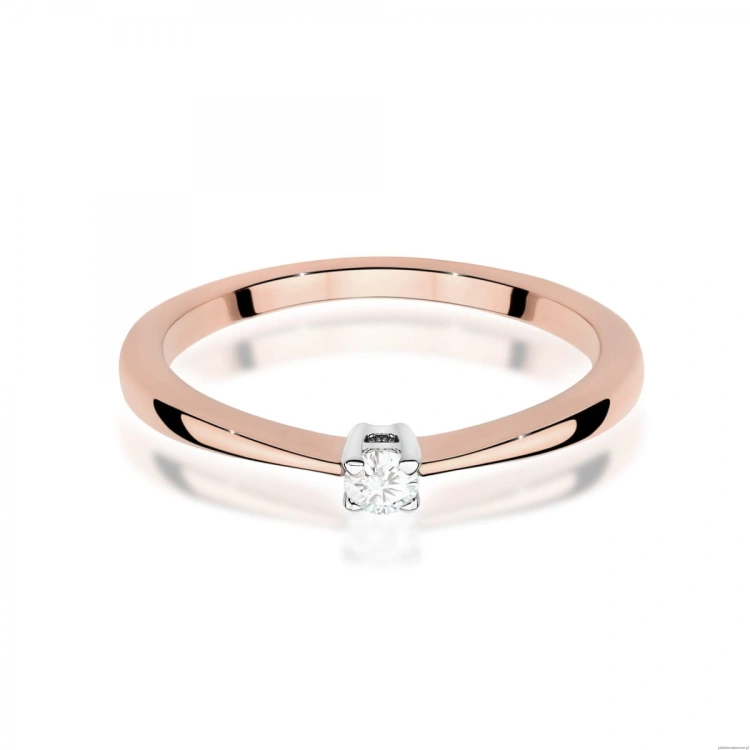 Pierścionek W0670 Diament różowe złoto