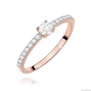Pierścionek W0671 z diamentami różowe złoto