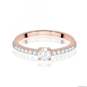 Pierścionek W0671 z diamentami różowe złoto