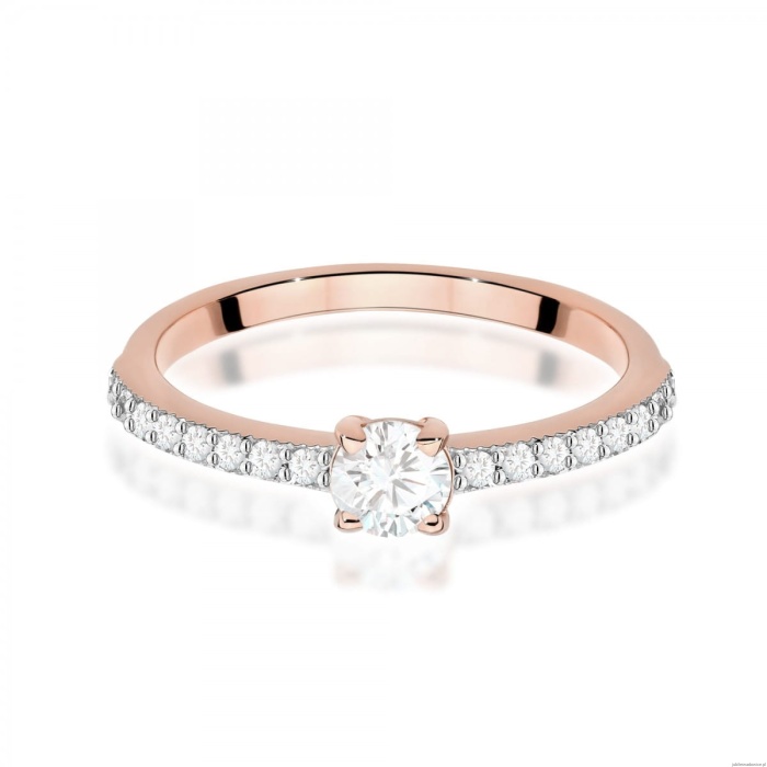 Pierścionek W0671 z diamentami różowe złoto
