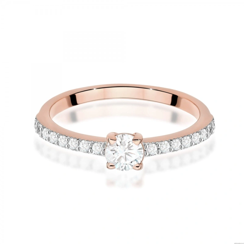 Pierścionek W0671 z diamentami różowe złoto