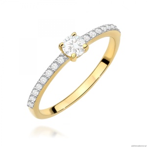 Pierścionek W0671 z diamentami żółte złoto