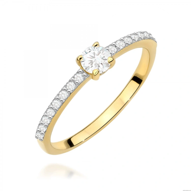 Pierścionek W0671 z diamentami żółte złoto