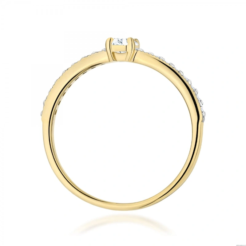 Pierścionek W0671 z diamentami żółte złoto