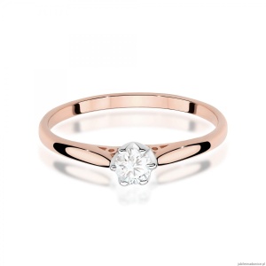 Pierścionek W0672 Diament 0,18ct różowe złoto