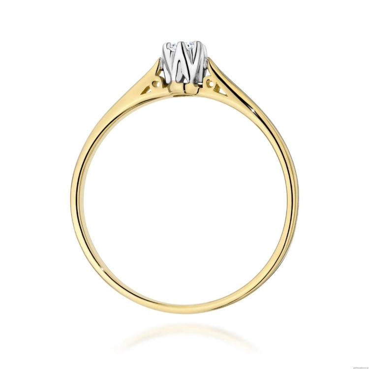 Pierścionek W0672 Diament 0,10ct żółte złoto