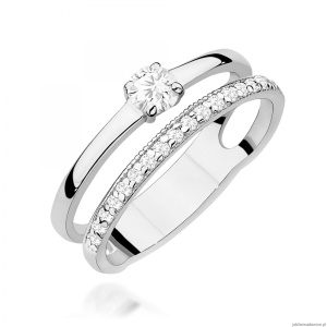 Pierścionek W0674 z diamentami białe złoto