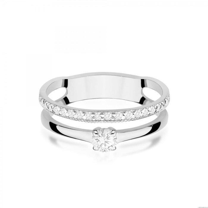 Pierścionek W0674 z diamentami białe złoto