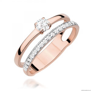 Pierścionek W0674 z diamentami różowe złoto