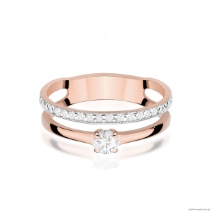 Pierścionek W0674 z diamentami różowe złoto