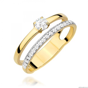 Pierścionek W0674 z diamentami żółte złoto