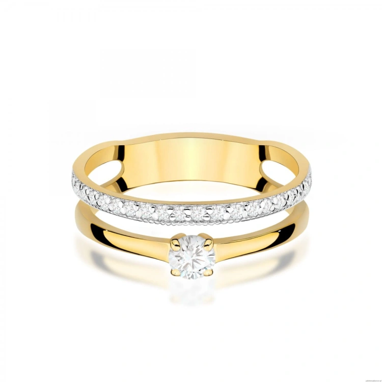 Pierścionek W0674 z diamentami żółte złoto