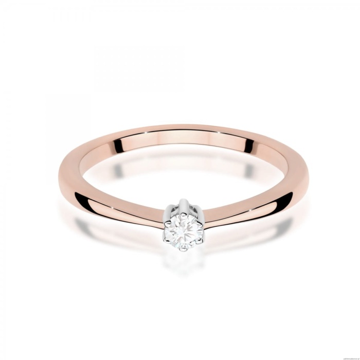 Pierścionek W0675 Diament różowe złoto