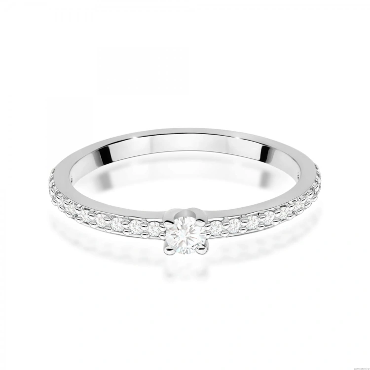 Pierścionek W0676 z diamentami białe złoto