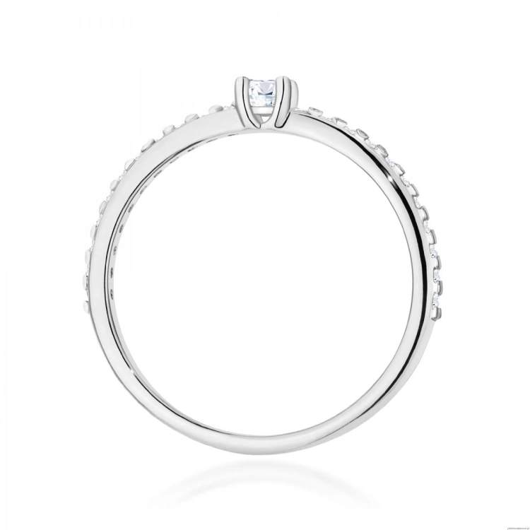 Pierścionek W0676 z diamentami białe złoto