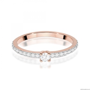 Pierścionek W0676 z diamentami różowe złoto