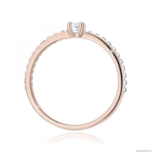 Pierścionek W0676 z diamentami różowe złoto