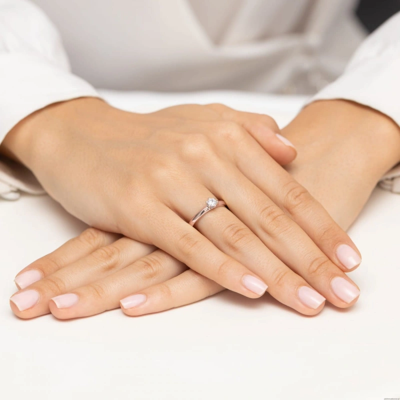 Pierścionek W0679 Diament różowe złoto