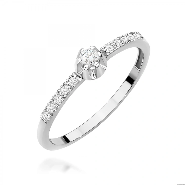 Pierścionek W0680 z diamentami białe złoto