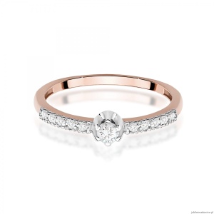 Pierścionek W0680 z diamentami różowe złoto