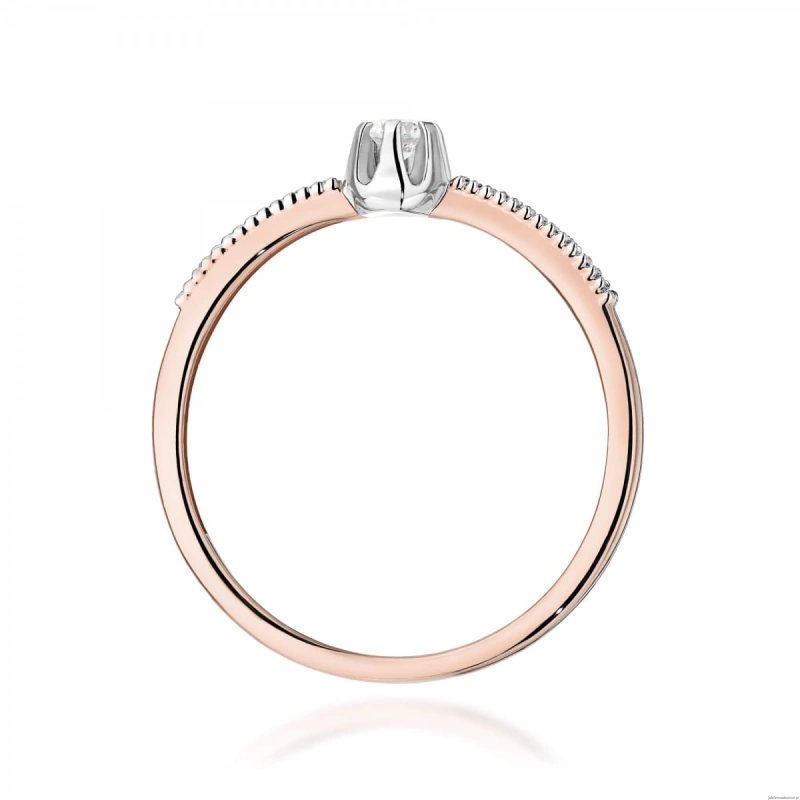 Pierścionek W0680 z diamentami różowe złoto