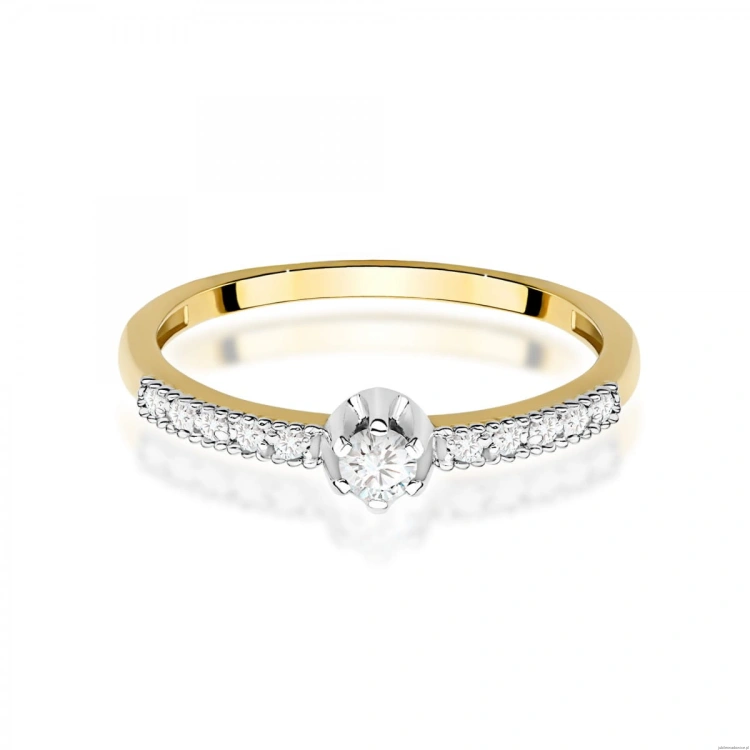 Pierścionek W0680 z diamentami żółte złoto