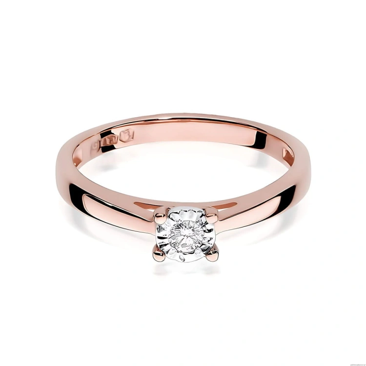 Pierścionek W0007 Diament Laboratoryjny 0,08ct różowe złoto