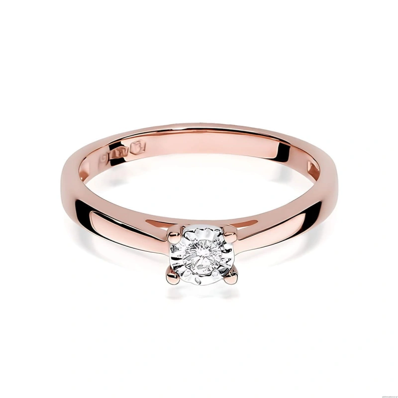Pierścionek W0007 Diament Laboratoryjny 0,08ct różowe złoto