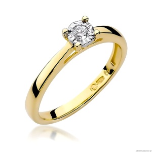 Pierścionek W0007 Diament Laboratoryjny 0,08ct żółte złoto