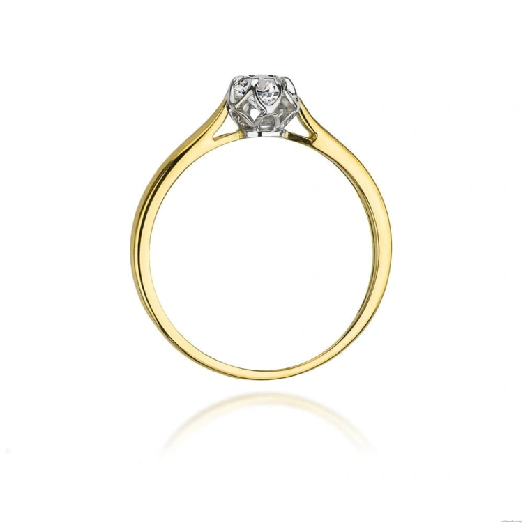 Pierścionek W0062 Diament Labolatoryjny 0,15ct żółte złoto