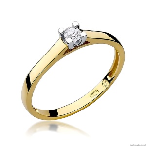 Pierścionek W0221 Diament Laboratoryjny 0,10ct żółte złoto