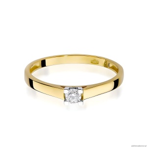 Pierścionek W0221 Diament Laboratoryjny 0,10ct żółte złoto