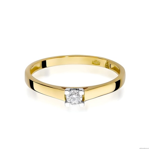 Pierścionek W0221 Diament Laboratoryjny 0,10ct żółte złoto