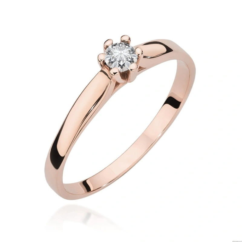 Pierścionek W0222 Diament Laboratoryjny 0,15ct różowe złoto