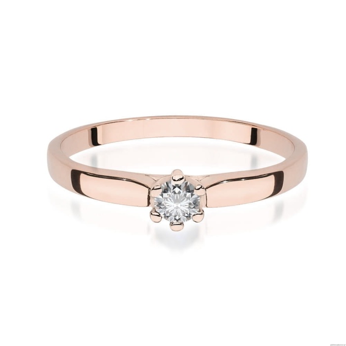 Pierścionek W0222 Diament Laboratoryjny 0,15ct różowe złoto