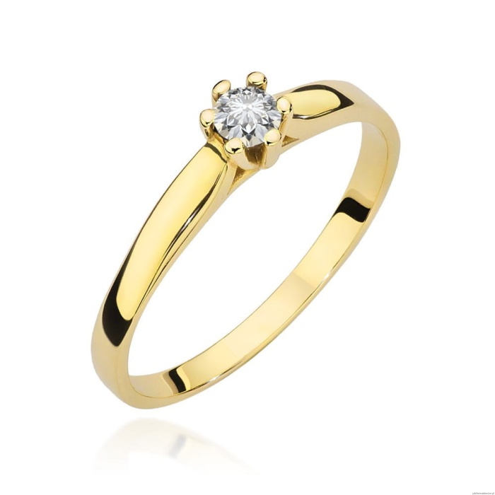 Pierścionek W0222 Diament Laboratoryjny 0,15ct żółte złoto