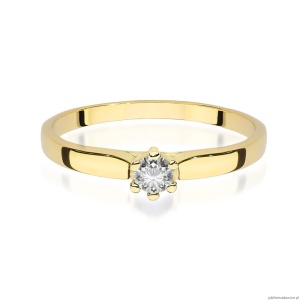 Pierścionek W0222 Diament Laboratoryjny 0,15ct żółte złoto