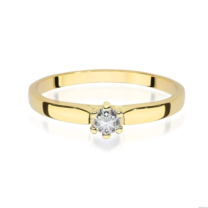Pierścionek W0222 Diament Laboratoryjny 0,15ct żółte złoto