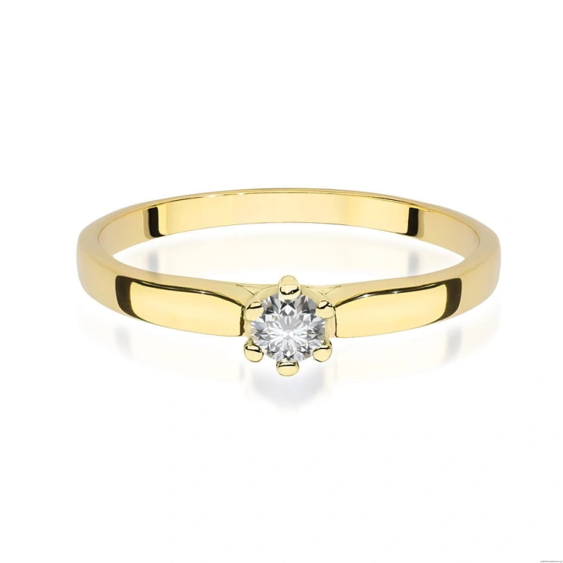 Pierścionek W0222 Diament Laboratoryjny 0,15ct żółte złoto