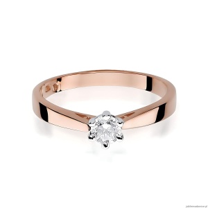 Pierścionek W229B Diament Laboratoryjny 0,25ct różowe złoto