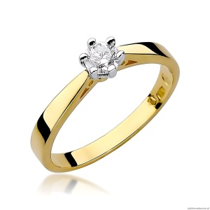 Pierścionek W229B Diament Laboratoryjny 0,25ct żółte złoto