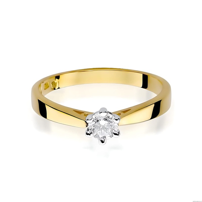 Pierścionek W229B Diament Laboratoryjny 0,25ct żółte złoto