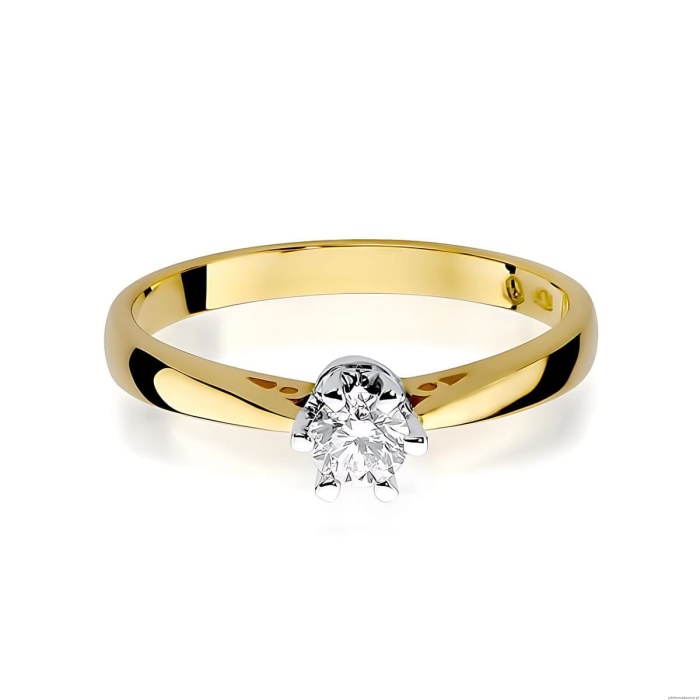 Pierścionek W234 Diament Laboratoryjny 0,25ct żółte złoto