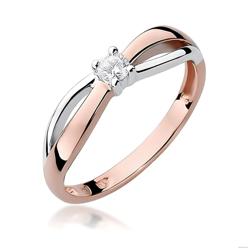Pierścionek W0248 Diament Laboratoryjny 0,10ct różowe złoto