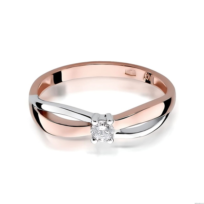 Pierścionek W0248 Diament Laboratoryjny 0,10ct różowe złoto